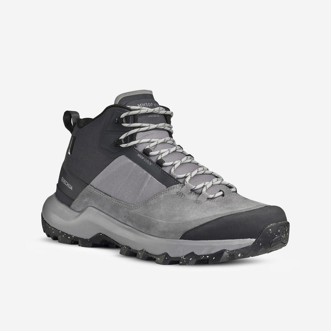 Men Waterproof Mountain Walking Shoes - Mh500 Mid, Grey, , large image number 0