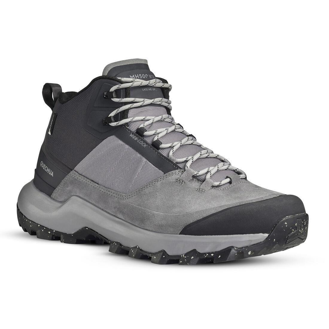 QUECHUA - Men Waterproof Mountain Walking Shoes - Mh500 Mid, Grey