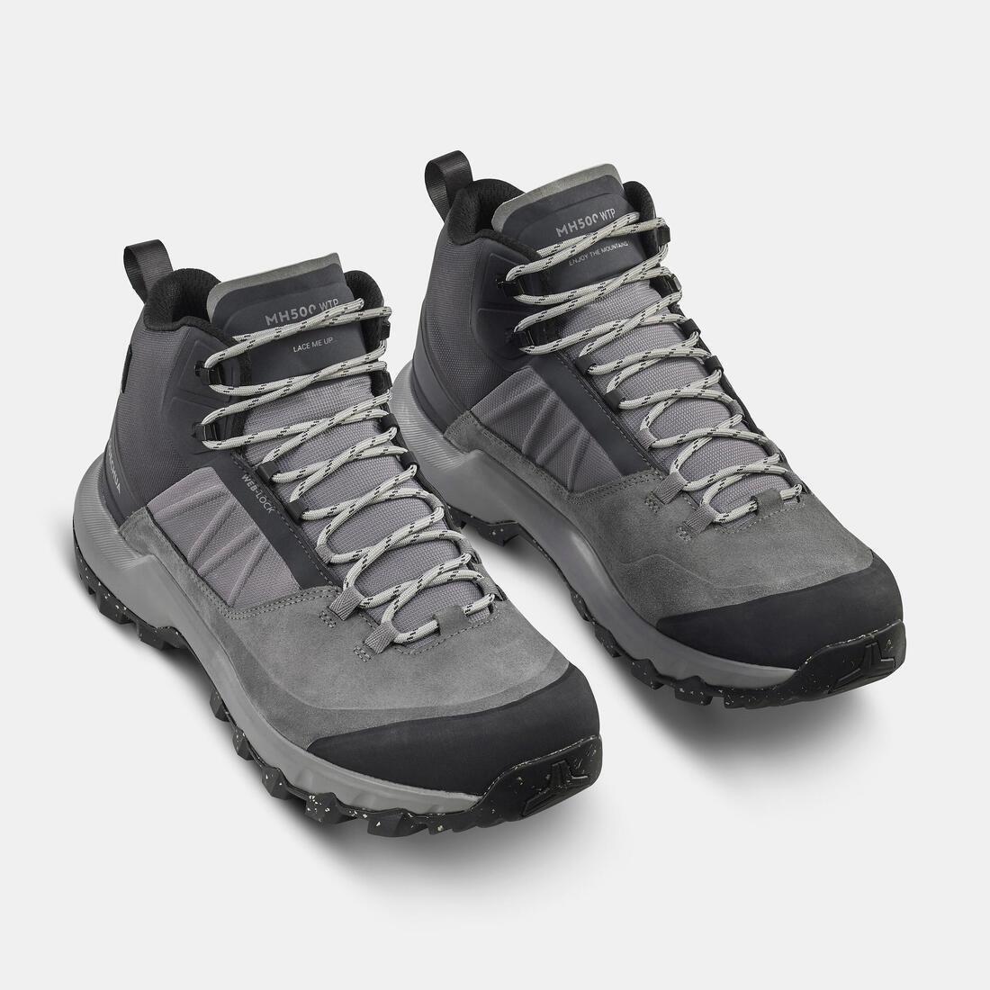 Men Waterproof Mountain Walking Shoes - Mh500 Mid, Grey, , large image number 8