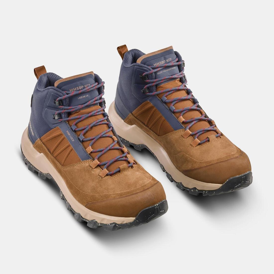 Men Waterproof Mountain Walking Shoes - Mh500 Mid, Grey, , large image number 12
