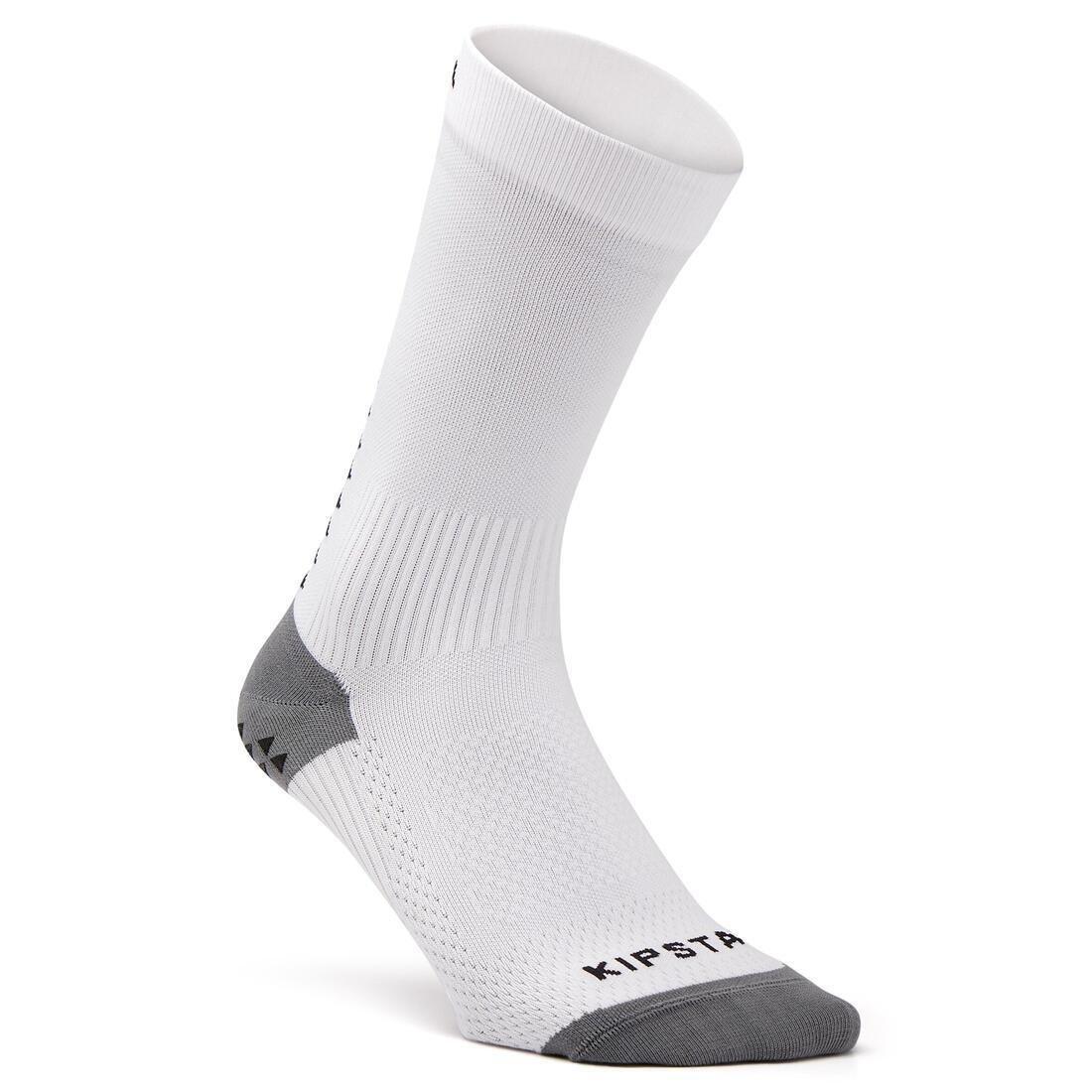 Adult Short Non-Slip Football Socks Viralto Mid, White, No Color, medium