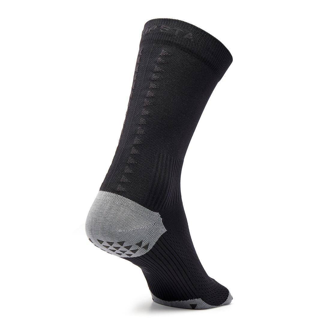 Adult Short Non-Slip Football Socks Viralto Mid, Black, No Color, medium