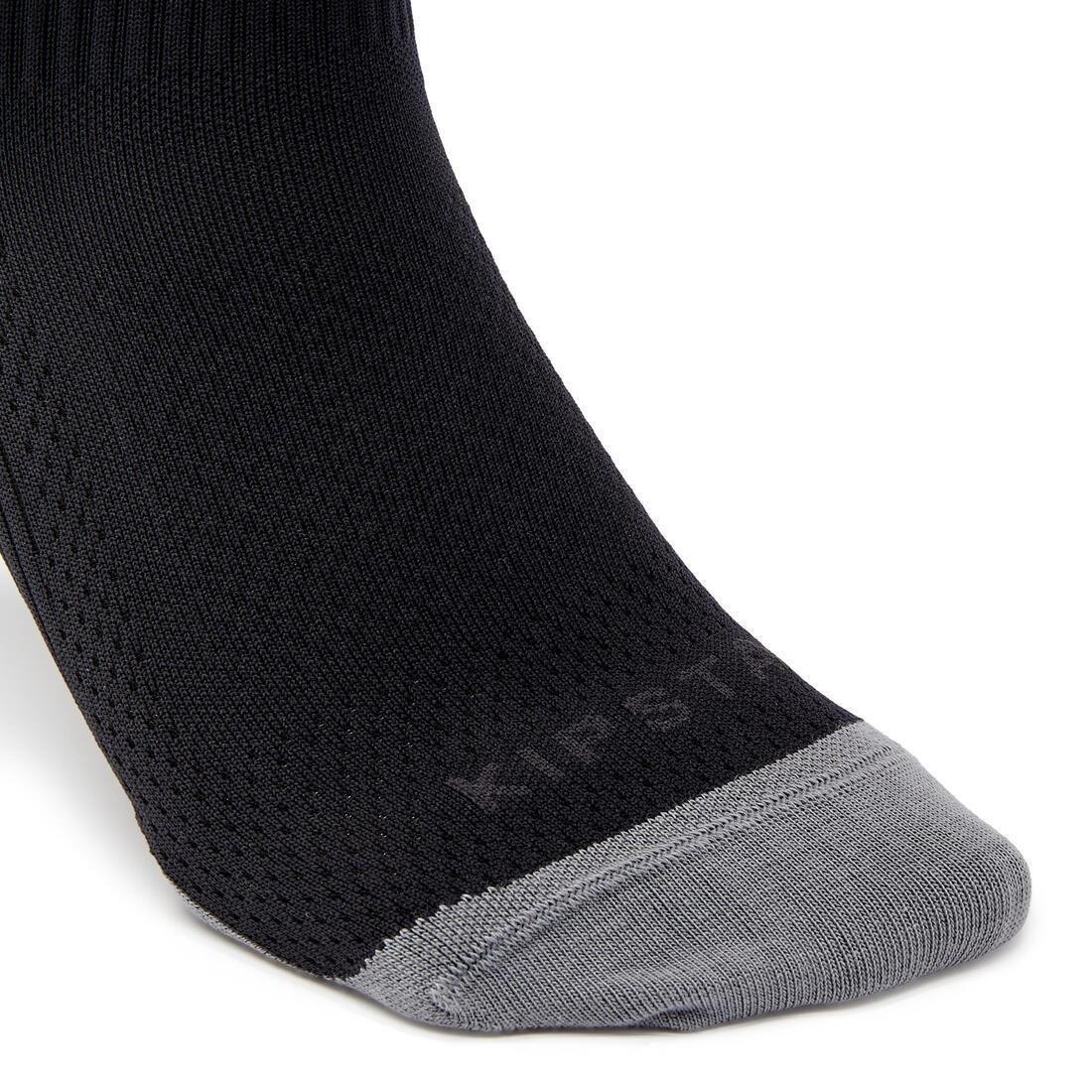 Adult Short Non-Slip Football Socks Viralto Mid, Black, No Color, large image number 3