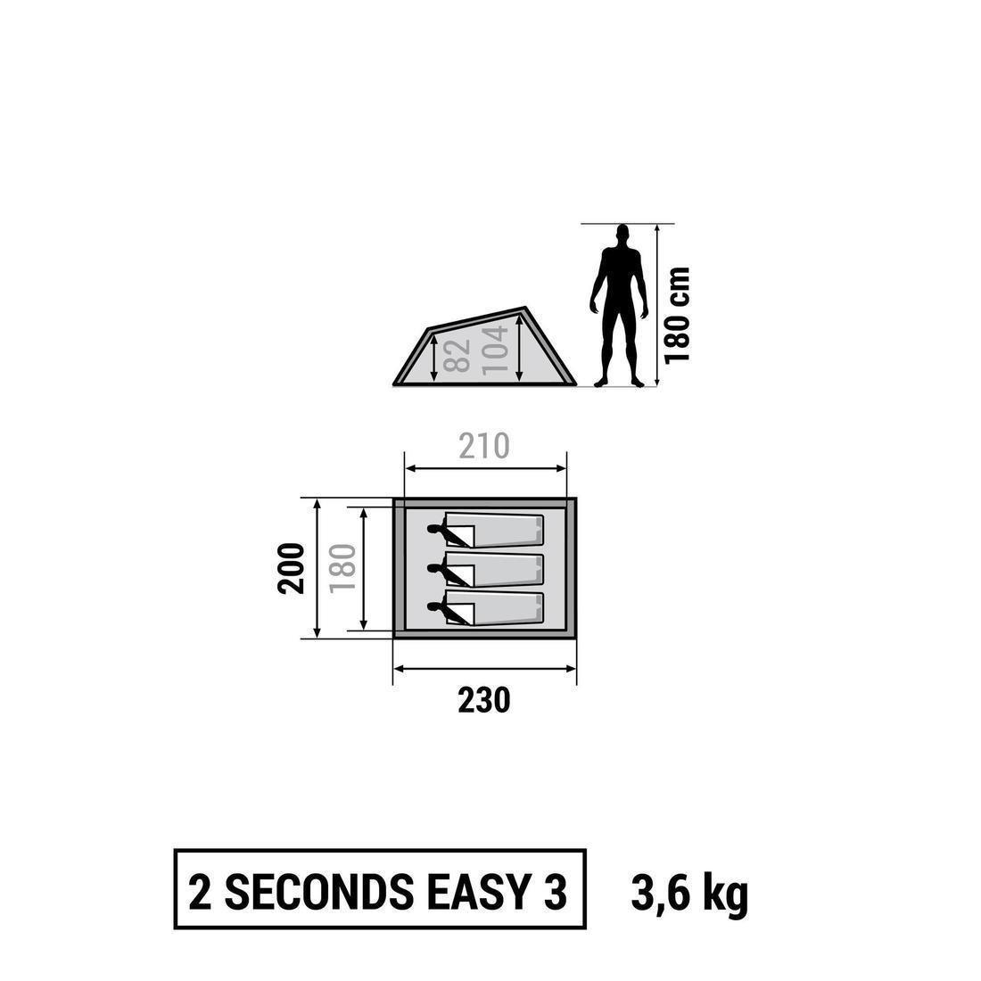 2 Seconds Easy Camping Tent, Sleeps 3, Black, No Color, large image number 11