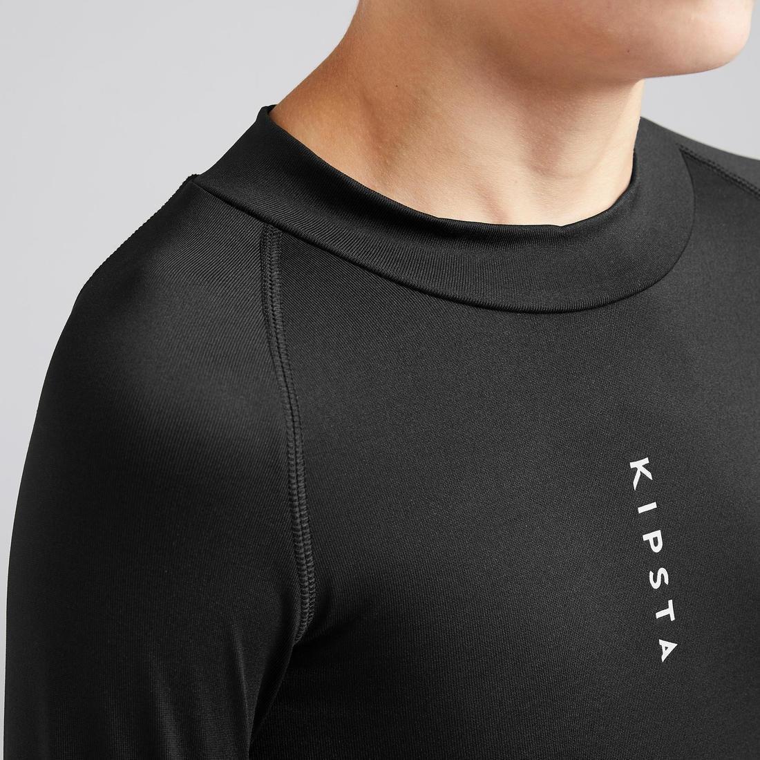 Kids Long-Sleeved Thermal Football Base Layer Top Keepcomfort 100, Black, , large image number 1