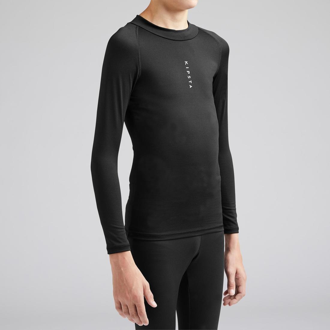 Kids Long-Sleeved Thermal Football Base Layer Top Keepcomfort 100, Black, , large image number 3