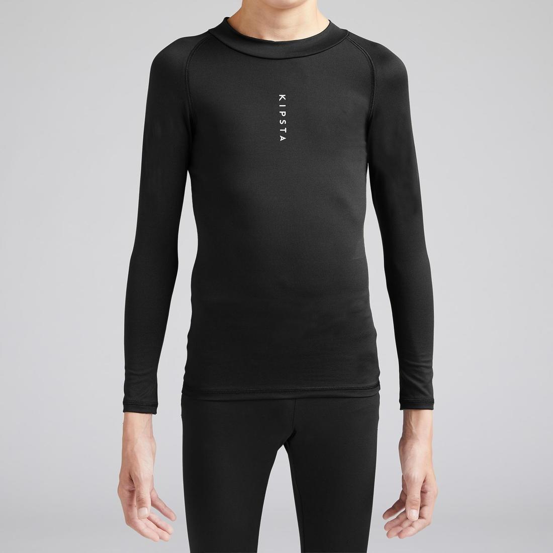 Kids Long-Sleeved Thermal Football Base Layer Top Keepcomfort 100, Black, , large image number 4