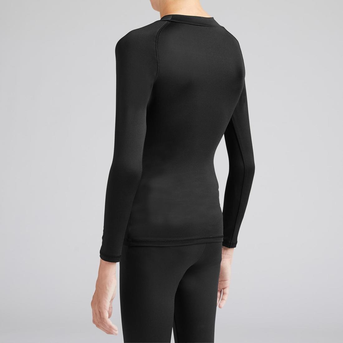Kids Long-Sleeved Thermal Football Base Layer Top Keepcomfort 100, Black, No Color, large image number 5