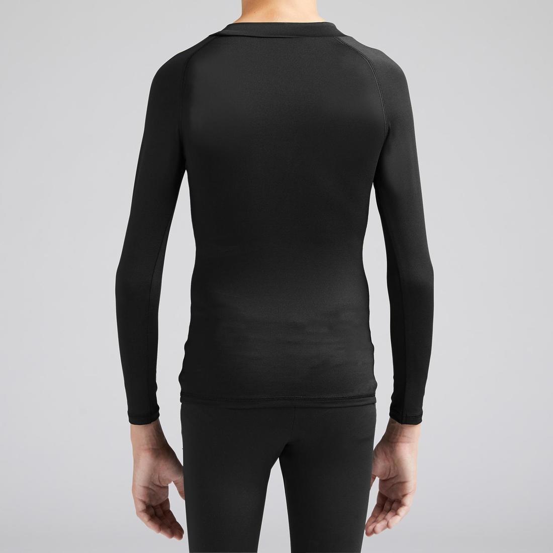 Kids Long-Sleeved Thermal Football Base Layer Top Keepcomfort 100, Black, , large image number 7