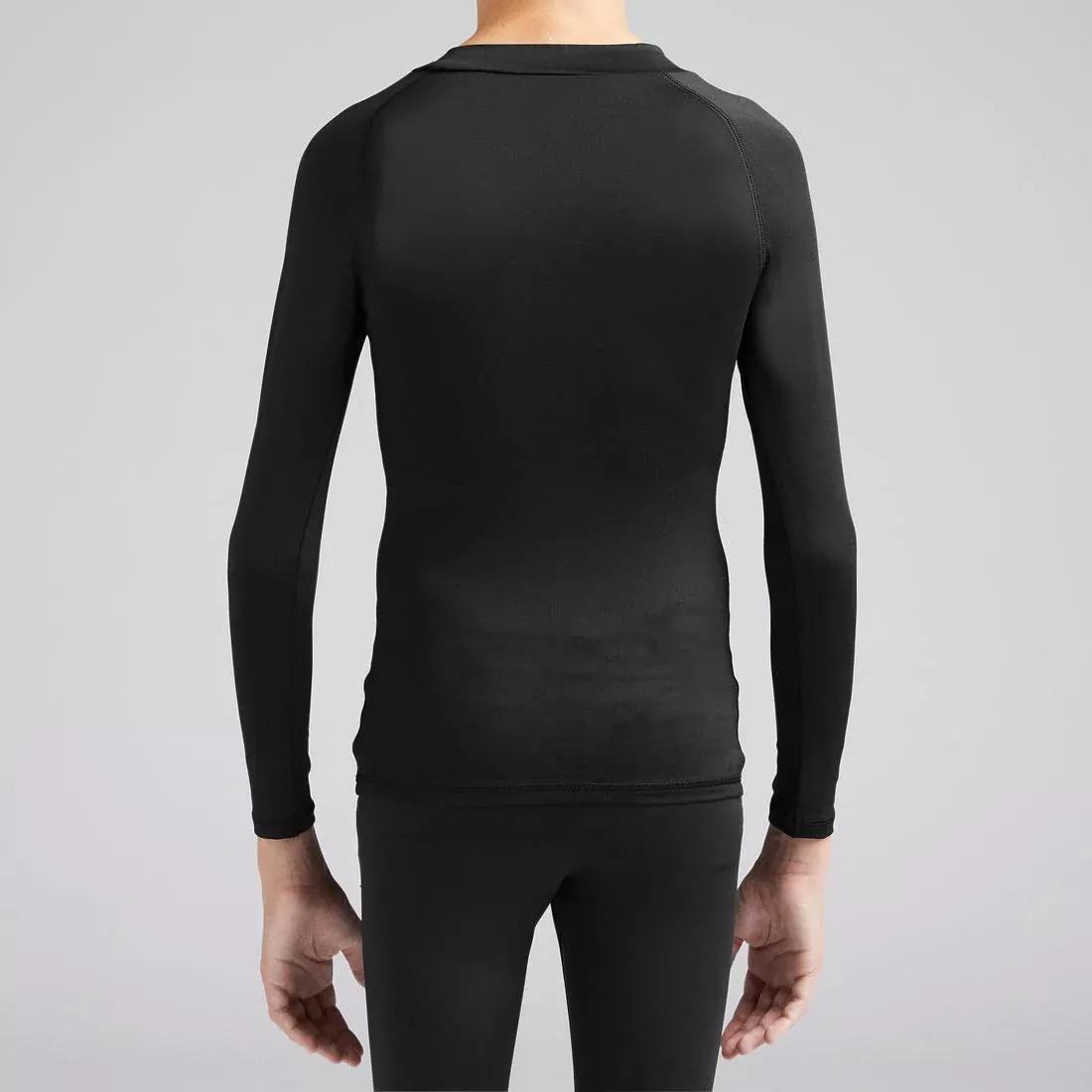 Kids Long-Sleeved Thermal Football Base Layer Top Keepcomfort 100, Black, , large image number 9