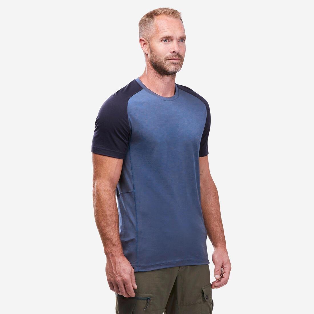 Men Short-Sleeved Merino Wool Trekking T-Shirt  - Mt500, Green, 5401_000, large image number 9