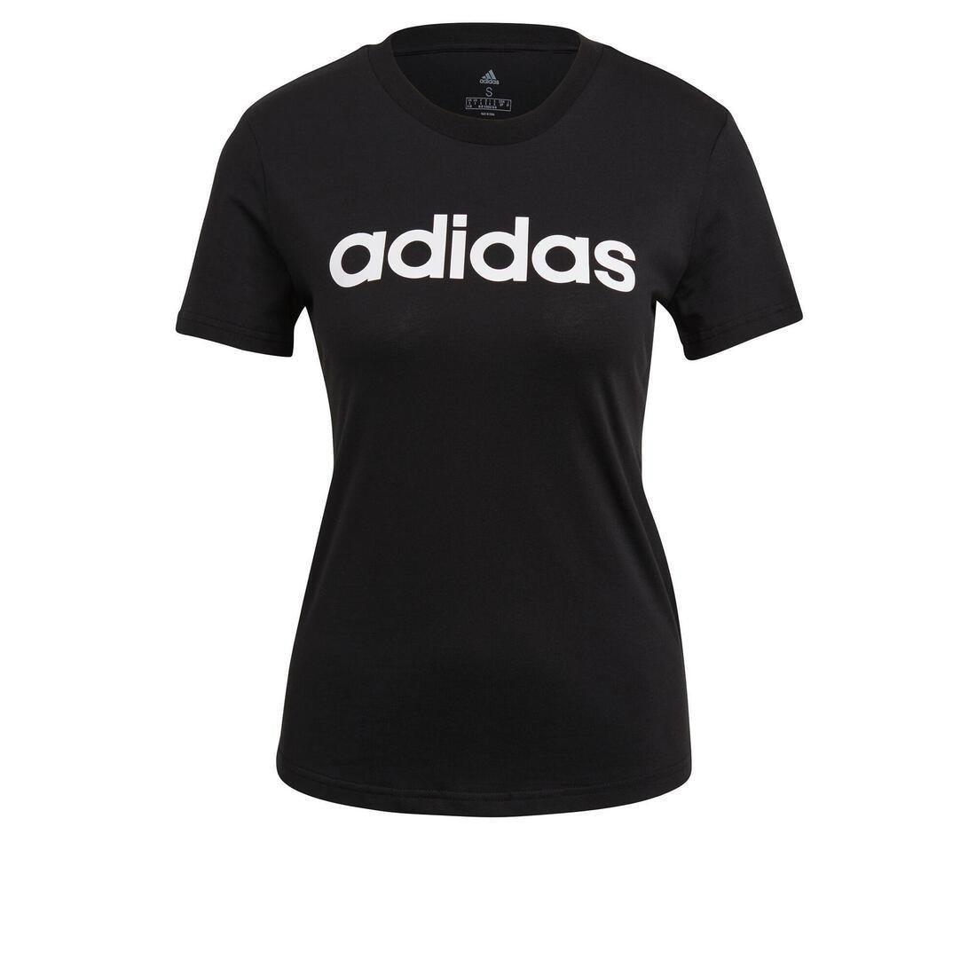 ADIDAS - Women Linear Cotton Fitness T-Shirt, Black