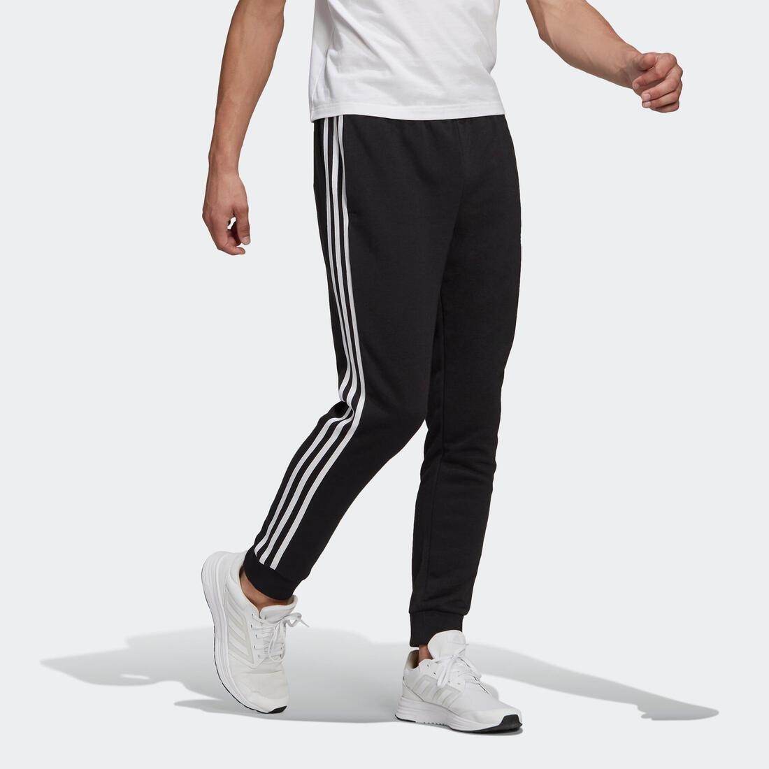 Men Fitness Majority Cotton Straight-Cut Jogging Bottoms - 3-Stripe, Black, No Color, large image number 1