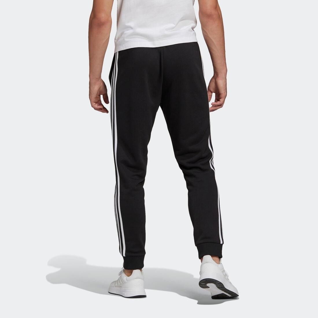 Men Fitness Majority Cotton Straight-Cut Jogging Bottoms - 3-Stripe, Black, No Color, large image number 2