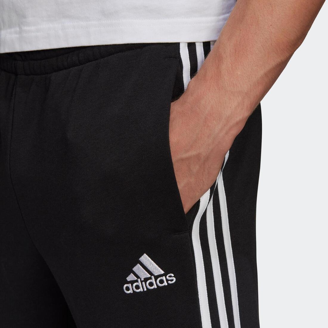 Men Fitness Majority Cotton Straight-Cut Jogging Bottoms - 3-Stripe, Black, No Color, large image number 3