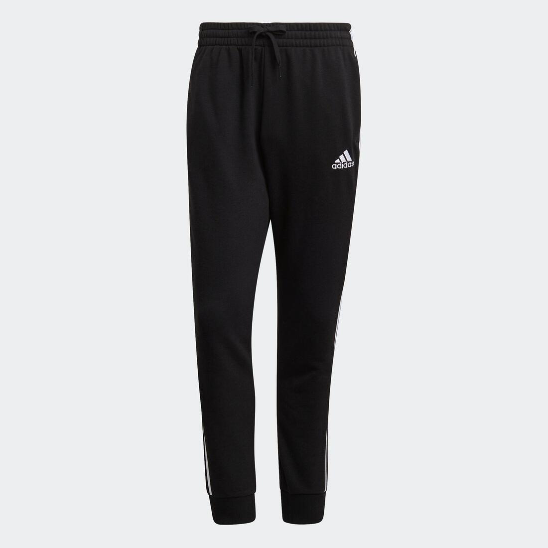 Men Fitness Majority Cotton Straight-Cut Jogging Bottoms - 3-Stripe, Black, No Color, large image number 5