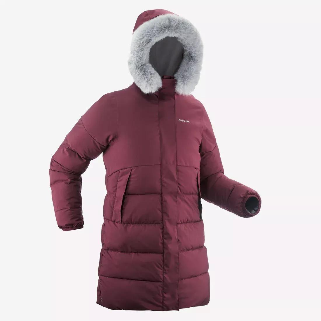 Kids Unisex Warm, Padded Hiking Jacket - 7-15 Years - NH500, Burgundy, No Color, large image number 1