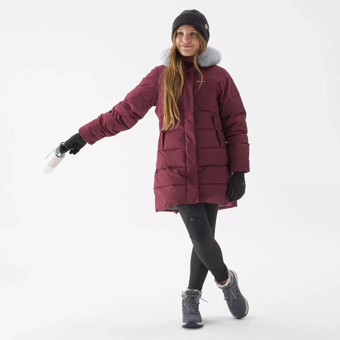 Kids Unisex Warm, Padded Hiking Jacket - 7-15 Years - NH500, Burgundy, No Color, medium
