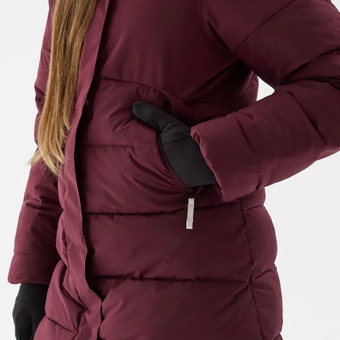 Kids Unisex Warm, Padded Hiking Jacket - 7-15 Years - NH500, Burgundy, No Color, large image number 5
