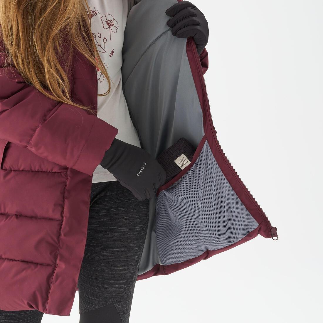 Kids Unisex Warm, Padded Hiking Jacket - 7-15 Years - NH500, Burgundy, No Color, large image number 13