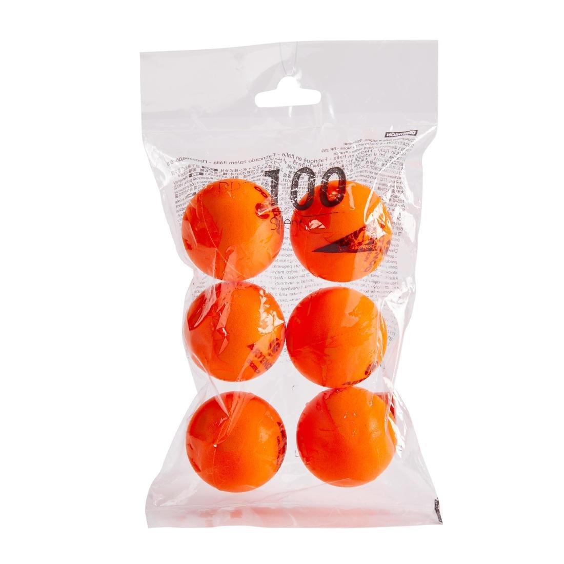 Set of 6 Foam Table Tennis Balls PPB 100 Silent - Orange, No Color, large image number 3