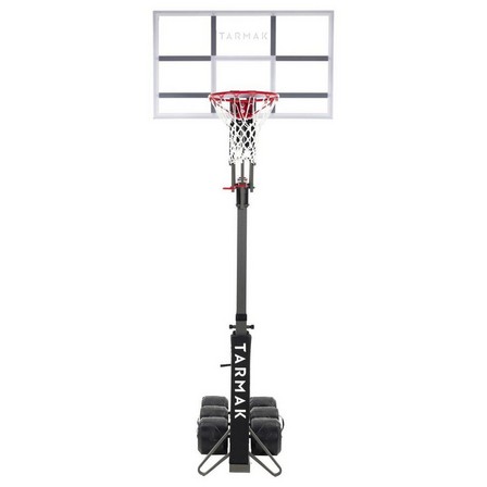 TARMAK - Unique Size  Kids'/Adult Basketball Hoop B9002.4m to 3.05m. Sets up and stores in 2 minutes, Black