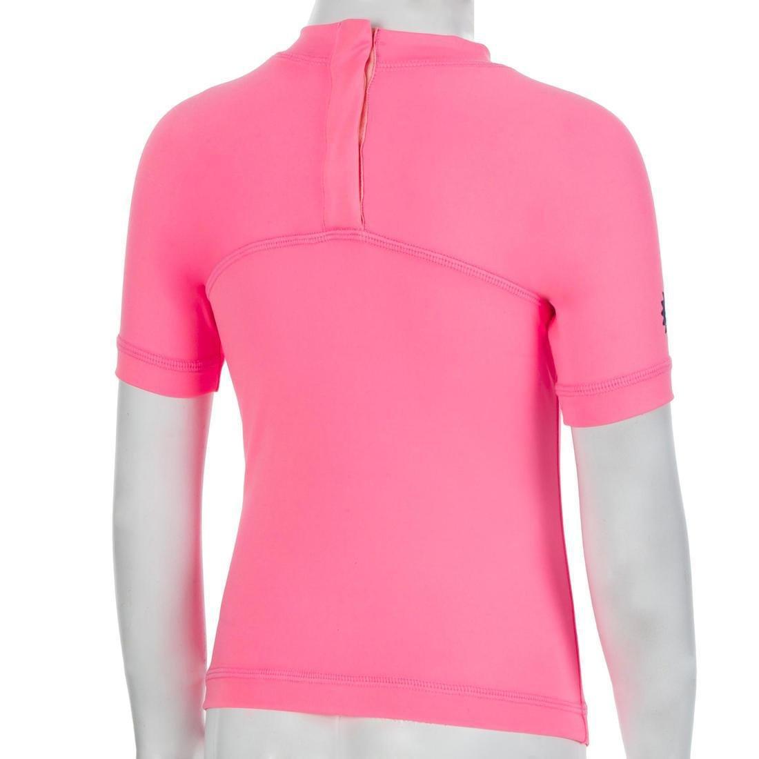 Kids Girls Uv-Protection Short Sleeve T-Shirt, Pink, No Color, large image number 0