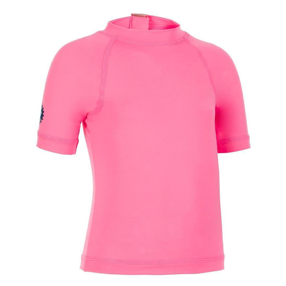 Kids Girls Uv-Protection Short Sleeve T-Shirt, Pink, No Color, large image number 3