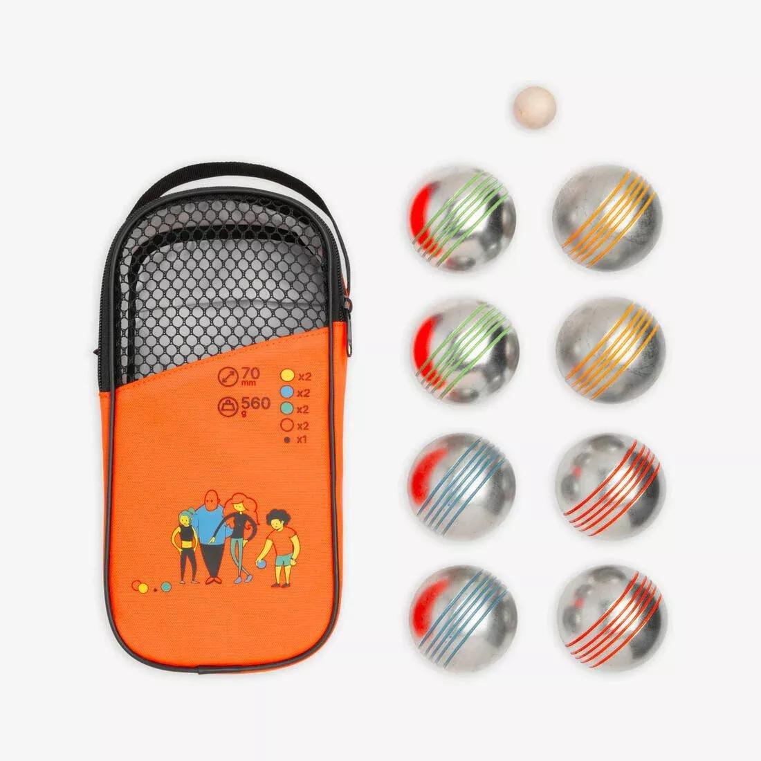 Set Of 8 Recreational Coloured Petanque Boules, Multicolour, No Color, medium