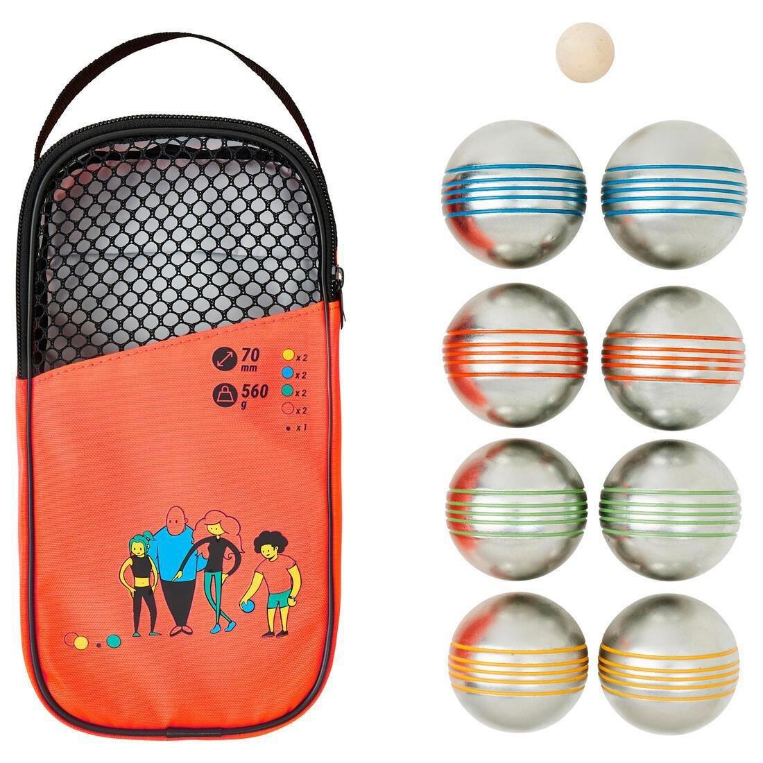 Set Of 8 Recreational Coloured Petanque Boules, Multicolour, No Color, medium