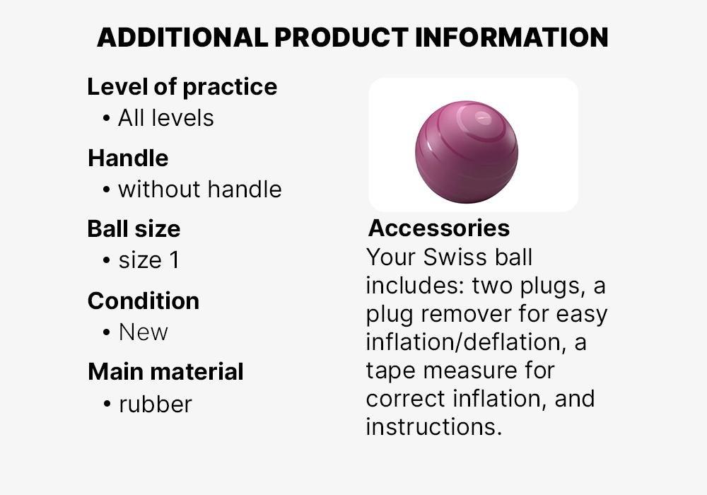 Durable Fitness Gym Ball, Purple, No Color, large image number 16