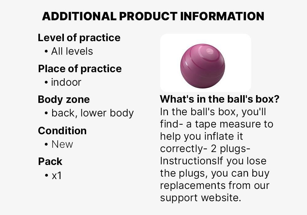 Durable Fitness Gym Ball, Purple, No Color, large image number 16