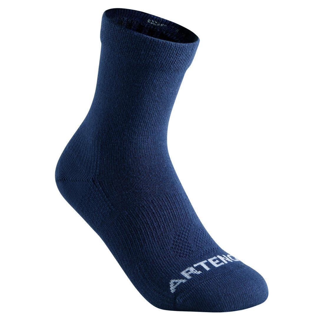 ARTENGO - Kids' High Tennis Socks Tri-Pack RS 160 Navy-White