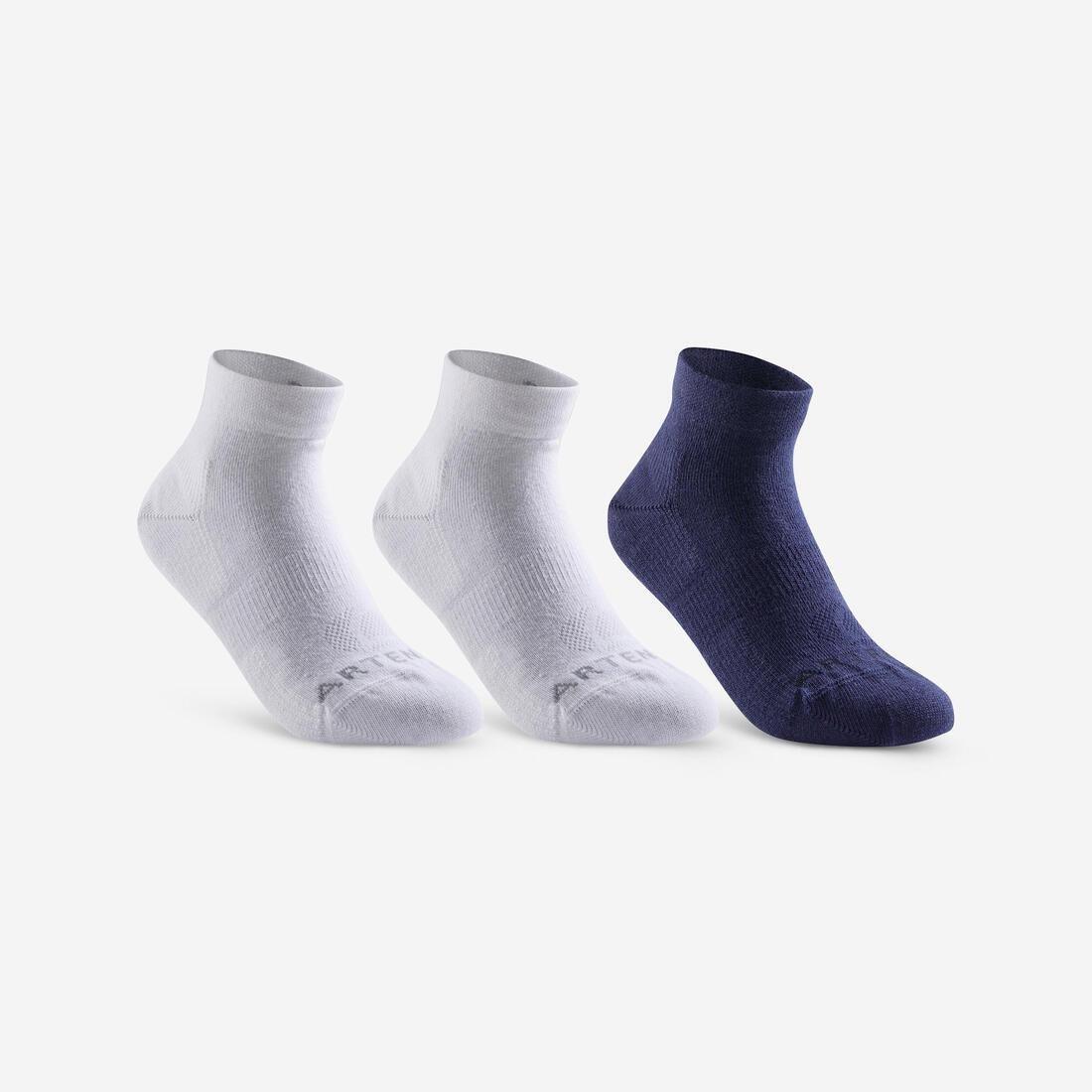 ARTENGO - Kids Tennis Socks Rs 160 Mid Tri-Pack Navy