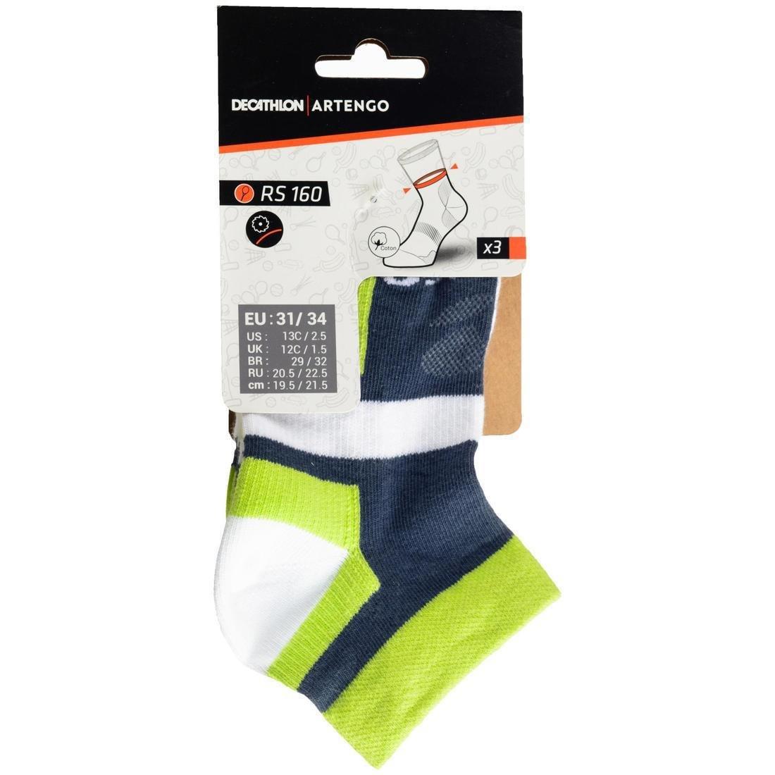 ARTENGO - Kids Tennis Socks Rs 160 Mid Tri-Pack Navy