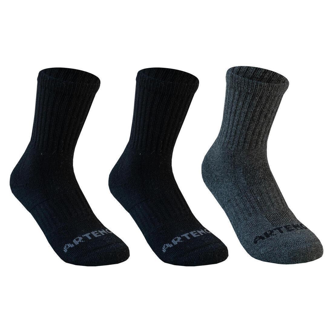 Rs 500 Junior High Sports Socks Tri-Pack, Black, , large image number 0
