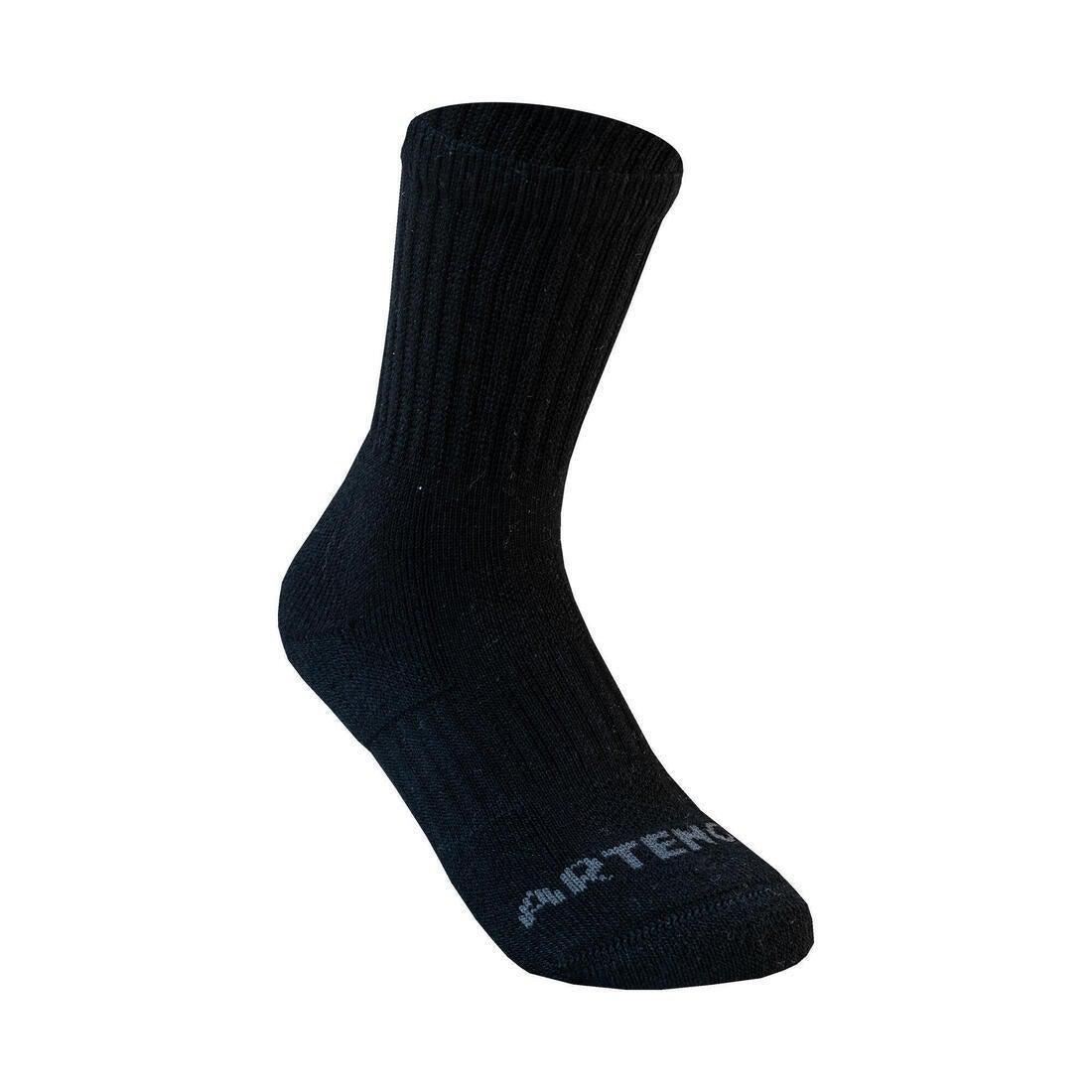 ARTENGO - Rs 500 Junior High Sports Socks Tri-Pack, Black