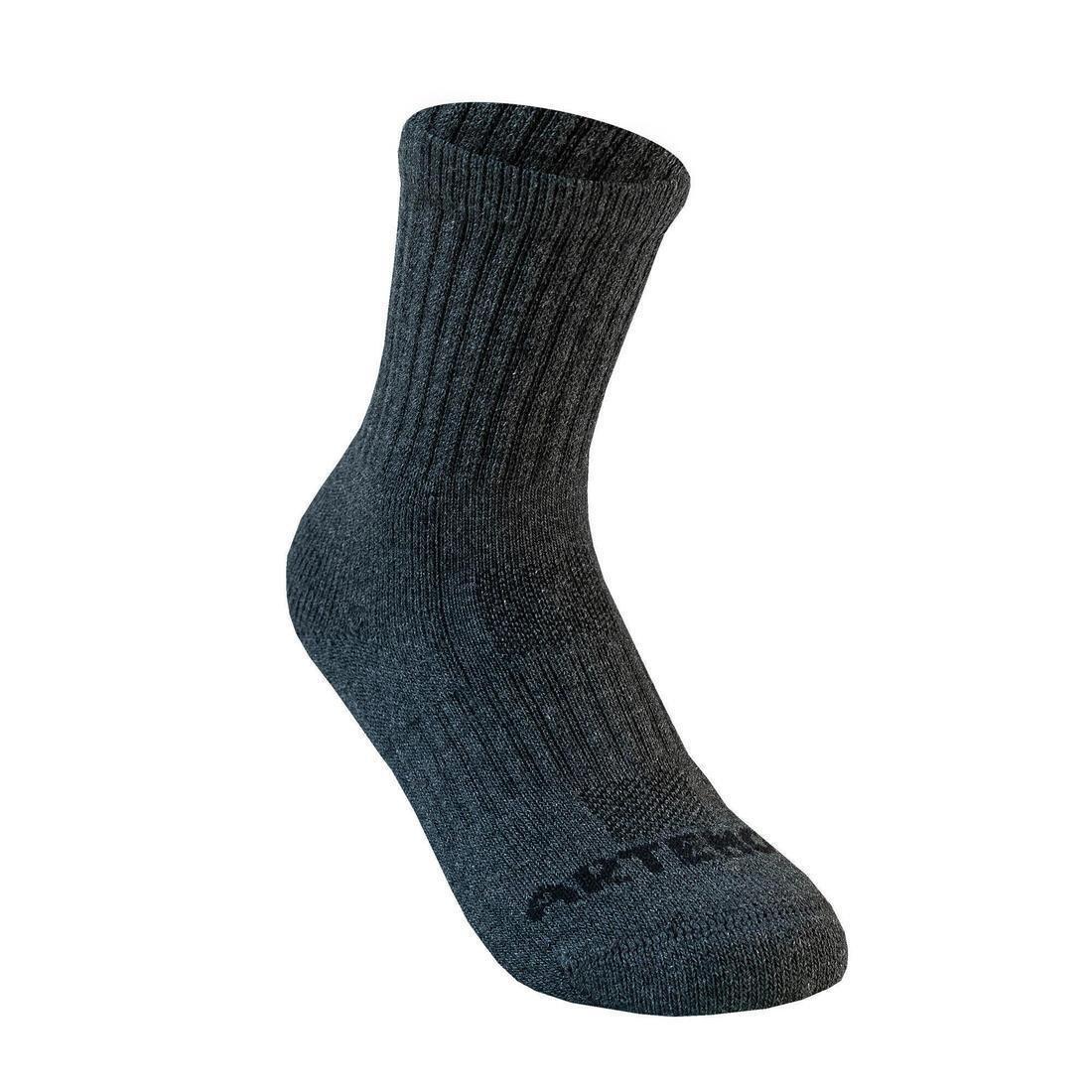 ARTENGO - Rs 500 Junior High Sports Socks Tri-Pack, Black