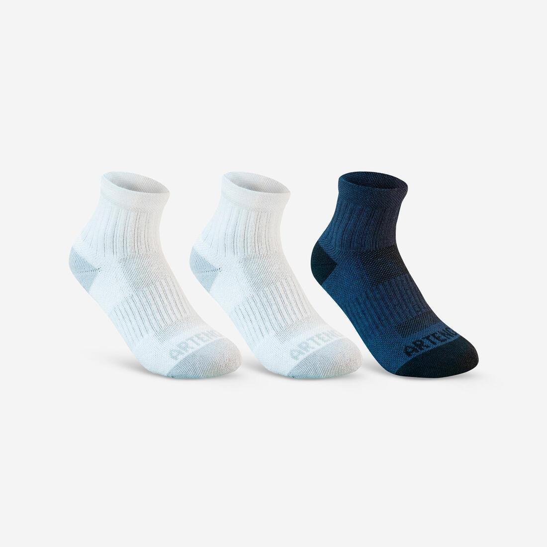 ARTENGO - Rs 500Kids Mid-Cut Sports Socks Tri-Pack, Navy-White