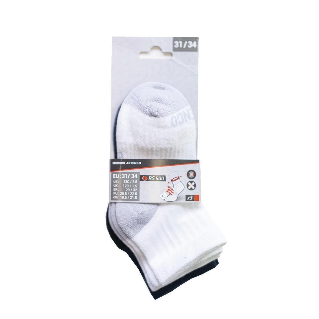 ARTENGO - Rs 500Kids Mid-Cut Sports Socks Tri-Pack, Navy-White