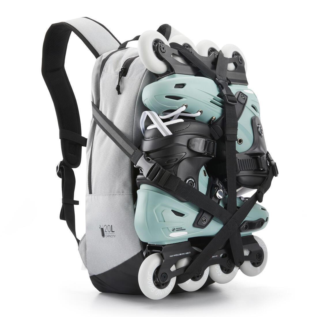 Inline Skating Backpack - 20-Litre Bp100, Light Grey, No Color, medium