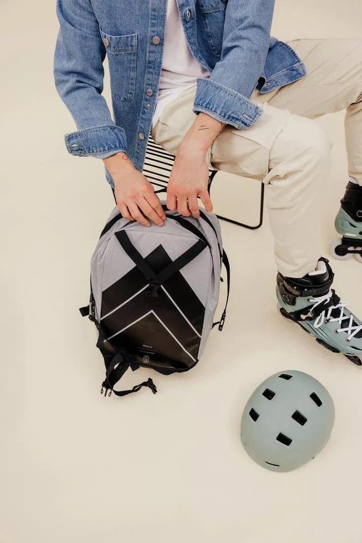 Inline Skating Backpack - 20-Litre Bp100, Light Grey, No Color, large image number 11