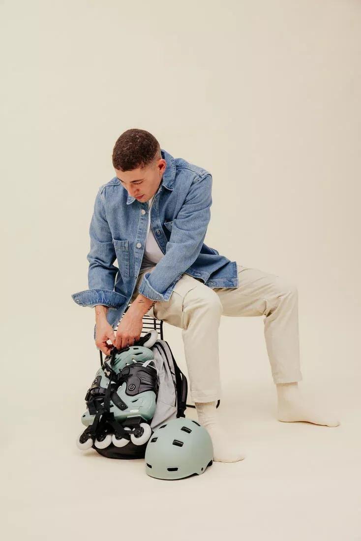 Inline Skating Backpack - 20-Litre Bp100, Light Grey, No Color, medium