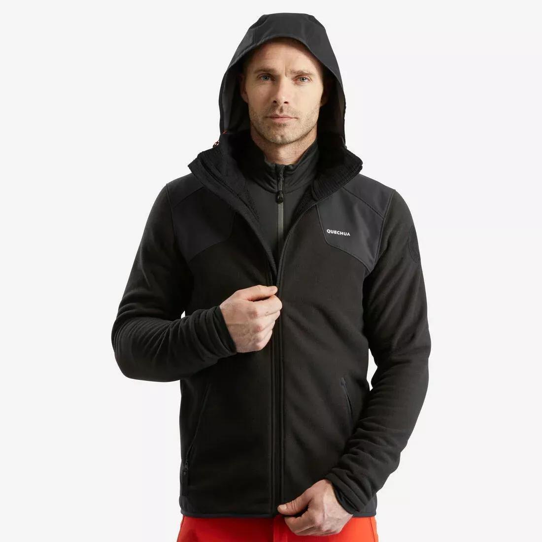 Men Sweatshirts Fleece SH500 X-WARM, Black, 5401_000, large image number 0