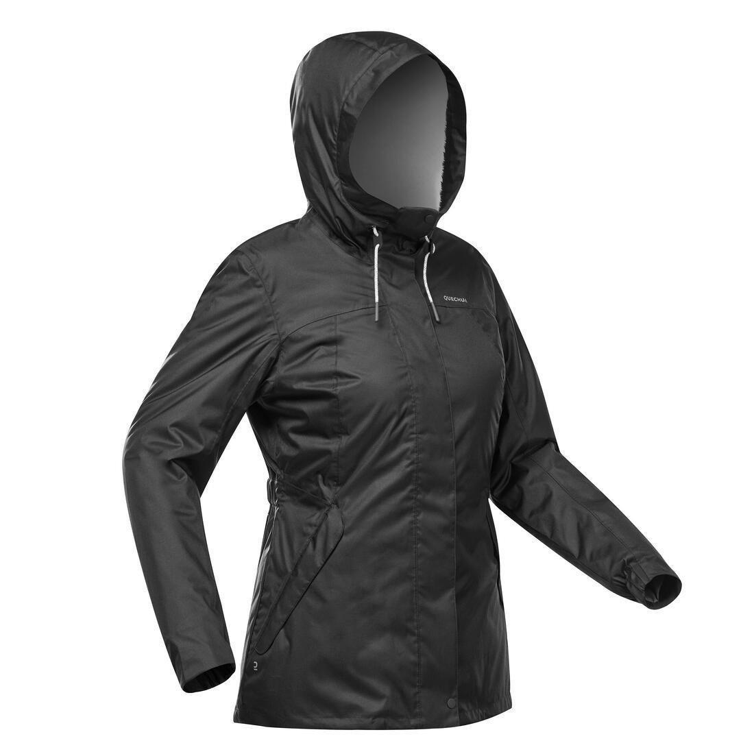 Women Waterproof Winter Hiking Jacket - Sh100 X-Warm -10C, Black, No Color, medium