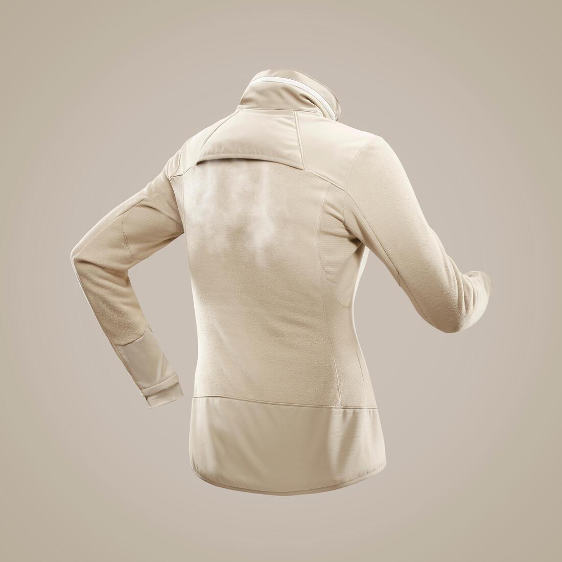 LINEN BEIGE Women's Warm Fleece Hiking Jacket - SH500 X-WARM, No Color, medium