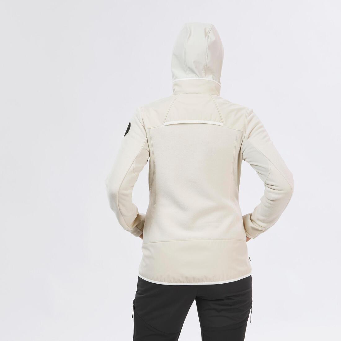 LINEN BEIGE Women's Warm Fleece Hiking Jacket - SH500 X-WARM, No Color, large image number 4