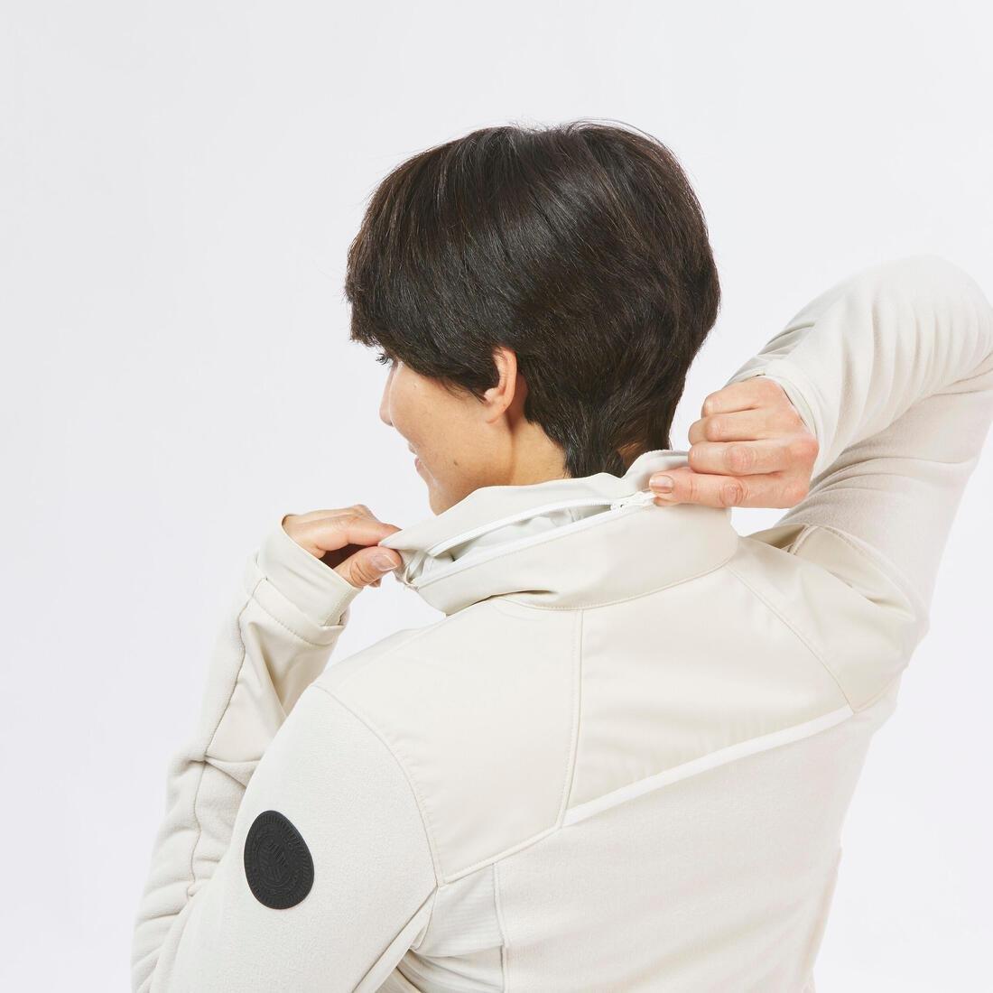 LINEN BEIGE Women's Warm Fleece Hiking Jacket - SH500 X-WARM, No Color, large image number 5