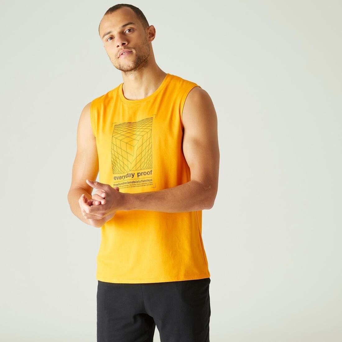 Stretchy Cotton Fitness Tank Top Pattern, Yellow, No Color, large image number 0