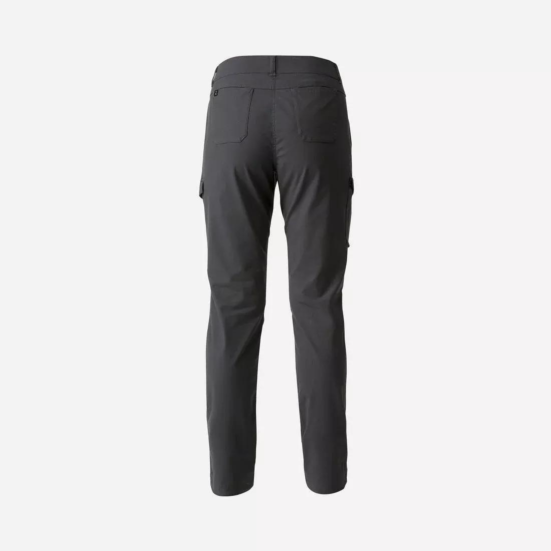 Women Travel Trekking Cotton Cargo Trousers - Travel 100, Carbon Grey, , large image number 1